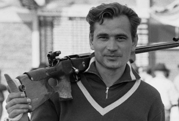 Mexico City, Mexico. October 25, 1967. Soviet shooter Alexander Gerasimenok poses for a photo. He won gold in the smallbore rifle shooting and silver in the free rifle at the Pre-Olympic Week. Viktor Shandrin TASS  18689394