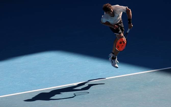 Mandatory Credit: Photo by Ella Ling Shutterstock (13729785ba) Ben Shelton of USA in action Australian Open, Day Ten, Tennis, Melbourne Park, Melbourne, Australia - 25 Jan 2023 Australian Open, Day Ten, Tennis, Melbourne Park, Melbourne, Australia - 25 Jan 2023 Copyright: xEllaxLing Shutterstockx 13729785ba