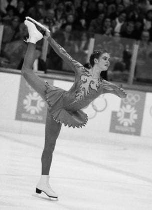 Sarajevo, Yugoslavia. February 18, 1984. German figure skater Katarina Witt performs to win gold medal in the women s singles Figure skating, Eiskunstlauf event at the 1984 Winter Olympic Games, Olympische Spiele, Olympia, OS Viktor Budan, Vyacheslav Un Da-sin TASS  32395410