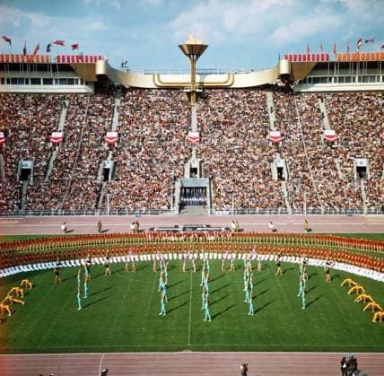 Moscow, USSR. Participants of the opening ceremony of the International Friendship Games perform at the Grand Sports Arena of the Central Lenin Stadium. Vyacheslav Un Da-Sin TASS  630833