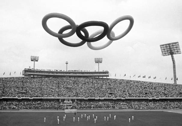 Mexico City, Mexico. October, 1968. The view shows the opening ceremony of the 1968 Summer Olympics at the Olympic Stadium. The exact date of the photograph is unknown. Sergei Preobrazhensky and Viktor Shandrin TASS  6378403