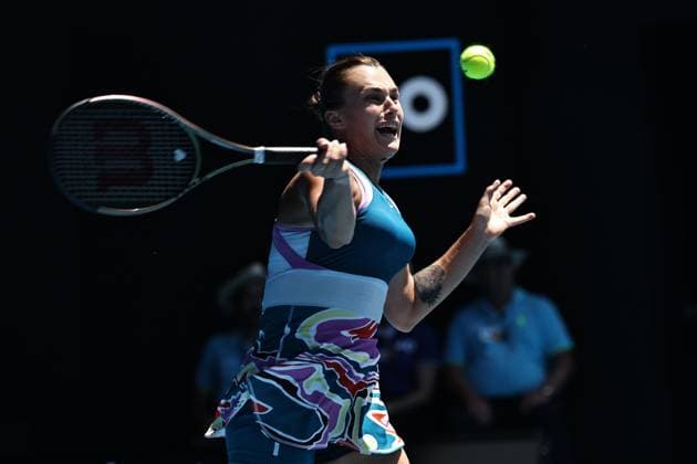 Aryna Sabalenka, BLR, during quarter finals of 2023 Australian Open in Melbourne, 25 01 2023