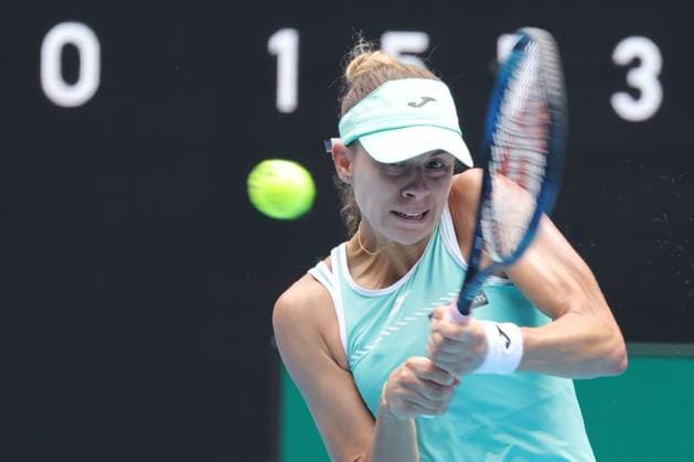 Magda Linette, POL, during quarter finals of 2023 Australian Open in Melbourne, 25 01 2023