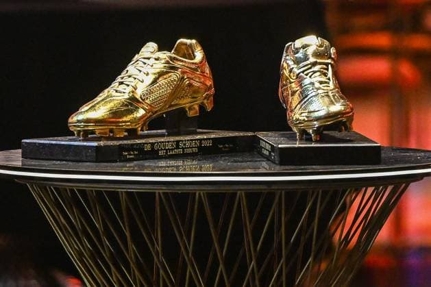 GOUDEN SCHOEN Illustration picture shows the Golden Shoe trofee during the 69 th men edition of the Goldens Shoe Award ceremony and the 7 th Women s edition. The Golden Shoe , Gouden Schoen , Soulier dOr is an award for the best soccer player of the Belgian Jupiler Pro League championship during the year 2022. The female award is for the best Belgian female player of 2022. On Wednesday 25 January 2023 in Antwerp , BELGIUM . PHOTO SPORTPIX David Catry Antwerp Antwerp Expo Antwerp BELGIUM  Copyright: xSportpix.bex xDavidxCatryxDavidxCatryx