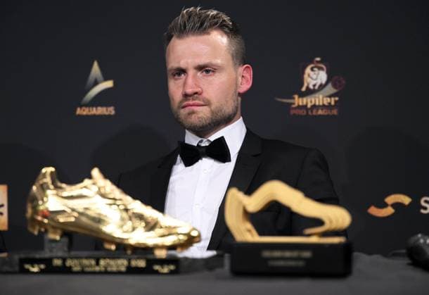 ANTWERPEN, BELGIUM - JANUARY 25 : Mignolet Simon goalkeeper of Club Brugge wins the golden shoe pictured during the 69th edition of the Belgian Golden Shoe Award Ceremony on January 25, 2023 in Antwerpen, Belgium, 25 01 2023 ( Belgian Soccer Golden Shoe 2022 Gala PhotoNews Panoramic 