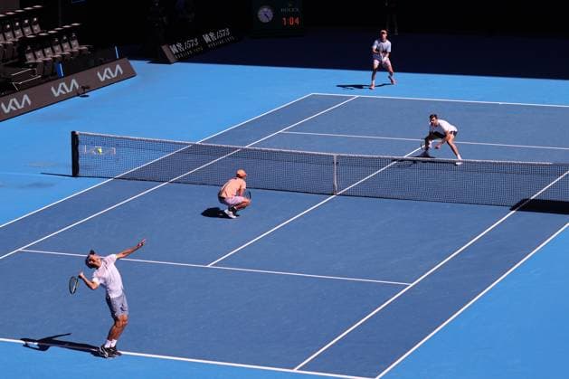 Ricky Hijikata and Jason Kubler of Australia in action against Marcel Granollers of Spain and Horacio Zeballos of Argentina during the Doubles Semi Final, Day 11 at the Australian Open Tennis 2023 at Rod Laver Arena, Melbourne, Australia on 26 January 2023. Copyright: xPeterxDovganx 34782277