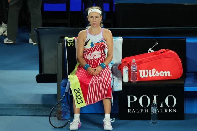 Victoria Azarenka reacts against Elena Rybakina of Kazakistan in the Semi Final, Day 11 at the Australian Open Tennis 2023 at Rod Laver Arena, Melbourne, Australia on 26 January 2023. Copyright: xPeterxDovganx 34782365