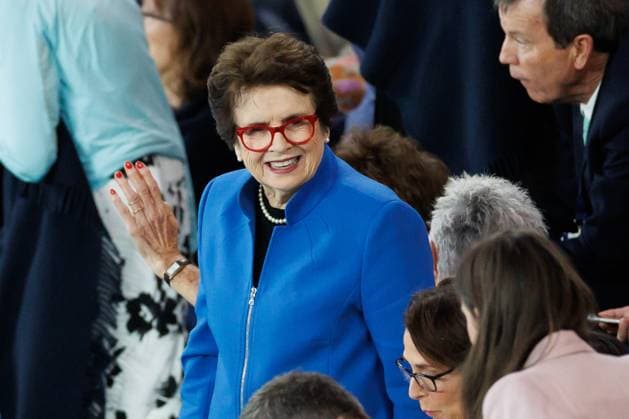 January 26, 2023: Billie Jean King attends a Women s Singles Semifinal match between 22nd seed ELENA RYBAKINA of Kazakhstan and 24th seed VICTORIA AZARENKA of Belarus on Rod Laver Arena on day 11 of the 2023 Australian Open in Melbourne, Australia. Cal Media USA - ZUMAc04_ 20230126_zaf_c04_021 Copyright: xSydneyxLowx