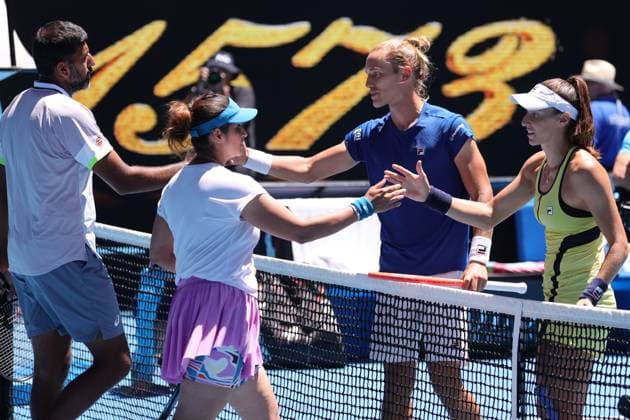 Luisa Stefani and Rafael Matos of Brazil defeat Sania Mirza and Rohan Bopanna of India 7-6 6-2 in the Mixed Doubles Final match, Day 12 at the Australian Open Tennis 2023 at Rod Laver Arena, Melbourne, Australia on 27 January 2023. Copyright: xPeterxDovganx 34782420