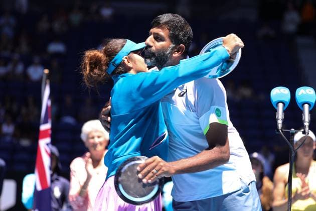 Luisa Stefani and Rafael Matos of Brazil defeat Sania Mirza and Rohan Bopanna of India 7-6 6-2 in the Mixed Doubles Final match, Day 12 at the Australian Open Tennis 2023 at Rod Laver Arena, Melbourne, Australia on 27 January 2023. Copyright: xPeterxDovganx 34782422