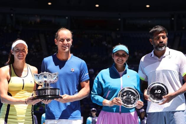Luisa Stefani and Rafael Matos of Brazil defeat Sania Mirza and Rohan Bopanna of India 7-6 6-2 in the Mixed Doubles Final match, Day 12 at the Australian Open Tennis 2023 at Rod Laver Arena, Melbourne, Australia on 27 January 2023. Copyright: xPeterxDovganx 34782426