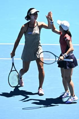 TENNIS AUSTRALIAN OPEN, Ena Shibahara (left) and Shuko Aoyama of Japan during their Women?s Doubles semi final against Jessica Pegula and Coco Gauff of the USA at the 2023 Australian Open tennis championship at Melbourne Park in Melbourne, Friday, January 27, 2023. ( NO ARCHIVING, EDITORIAL USE ONLY, NO USE IN BOOKS WITHOUT CONSENT MELBOURNE VICTORIA AUSTRALIA  Copyright: xJOELxCARRETTx 20230127001757031313