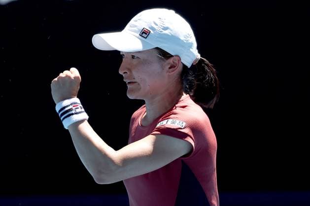 TENNIS AUSTRALIAN OPEN, Shuko Aoyama of Japan gestures during the Women?s Doubles semi final with Ena Shibahara of Japan, against Jessica Pegula and Coco Gauff of the USA at the 2023 Australian Open tennis championship at Melbourne Park in Melbourne, Friday, January 27, 2023. ( NO ARCHIVING, EDITORIAL USE ONLY, NO USE IN BOOKS WITHOUT CONSENT MELBOURNE VICTORIA AUSTRALIA  Copyright: xDIEGOxFEDELEx 20230127001757043060