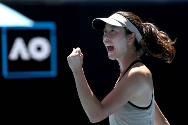 TENNIS AUSTRALIAN OPEN, Ena Shibahara of Japan gestures during the Women?s Doubles semi final with Shuko Aoyam of Japan, against Jessica Pegula and Coco Gauff of the USA at the 2023 Australian Open tennis championship at Melbourne Park in Melbourne, Friday, January 27, 2023. ( NO ARCHIVING, EDITORIAL USE ONLY, NO USE IN BOOKS WITHOUT CONSENT MELBOURNE VICTORIA AUSTRALIA  Copyright: xDIEGOxFEDELEx 20230127001757043100