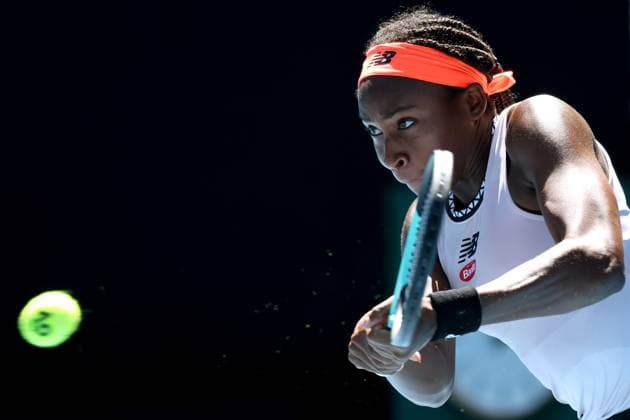 TENNIS AUSTRALIAN OPEN, Coco Gauff of the USA plays a shot during the Women?s Doubles semi final with Jessica Pegula of the USA, against Ena Shibahara and Shuko Aoyama of Japan at the 2023 Australian Open tennis championship at Melbourne Park in Melbourne, Friday, January 27, 2023. ( NO ARCHIVING, EDITORIAL USE ONLY, NO USE IN BOOKS WITHOUT CONSENT MELBOURNE VICTORIA AUSTRALIA  Copyright: xDIEGOxFEDELEx 20230127001757049327