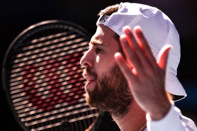 Mandatory Credit: Photo by James Gourley Shutterstock (13736332bu) Karen Khachanov during his semi-final match Australian Open, Day Twelve, Tennis, Melbourne Park, Melbourne, Australia - 27 Jan 2023 Australian Open, Day Twelve, Tennis, Melbourne Park, Melbourne, Australia - 27 Jan 2023  Copyright: xJamesxGourley Shutterstockx 13736332bu