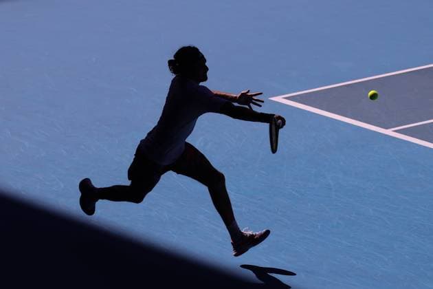 Stefanos Tsitsipas of Greece in action against Karen Khachanov during the Semi Final match, Day 12 at the Australian Open Tennis 2023 at Rod Laver Arena, Melbourne, Australia on 27 January 2023. Copyright: xPeterxDovganx 34782498