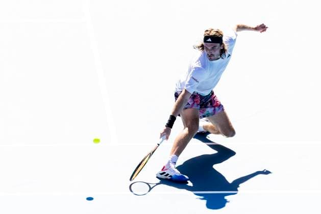 MELBOURNE, VIC - JANUARY 27: Stefanos Tsitsipas of Greece in action during the Semifinals of the 2023 Australian Open on January 27 2023, at Melbourne Park in Melbourne, Australia. (Photo by Jason Heidrich Icon Sportswire) TENNIS: JAN 27 Australian Open Icon230127049