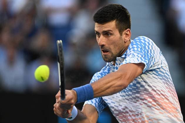TENNIS AUSTRALIAN OPEN, Novak Djokovic of Serbia in action during the Men?s semi final match against Tommy Paul of the United States at the 2023 Australian Open tennis championship at Melbourne Park in Melbourne, Thursday, January 26, 2023. ( NO ARCHIVING, EDITORIAL USE ONLY, NO USE IN BOOKS WITHOUT CONSENT MELBOURNE VICTORIA AUSTRALIA  Copyright: xJOELxCARRETTx 20230127001757096514