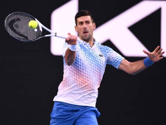 Mandatory Credit: Photo by James Gourley Shutterstock (13736332ds) Novak Djokovic of Serbia Australian Open, Day Twelve, Tennis, Melbourne Park, Melbourne, Australia - 27 Jan 2023 Australian Open, Day Twelve, Tennis, Melbourne Park, Melbourne, Australia - 27 Jan 2023  Copyright: xJamesxGourley Shutterstockx 13736332ds