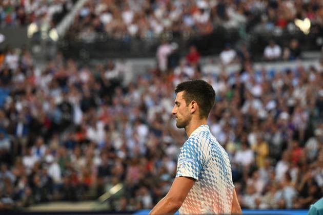 TENNIS AUSTRALIAN OPEN, Novak Djokovic of Serbia during the Men?s semi final match against Tommy Paul of the United States at the 2023 Australian Open tennis championship at Melbourne Park in Melbourne, Friday January 27, 2023. ( NO ARCHIVING, EDITORIAL USE ONLY, NO USE IN BOOKS WITHOUT CONSENT MELBOURNE VICTORIA AUSTRALIA  Copyright: xLUKASxCOCHx 20230127001757111685