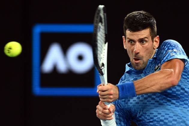 TENNIS AUSTRALIAN OPEN, Novak Djokovic of Serbia in action during the Men?s semi final match against Tommy Paul of the United States at the 2023 Australian Open tennis championship at Melbourne Park in Melbourne, Friday January 27, 2023. ( NO ARCHIVING, EDITORIAL USE ONLY, NO USE IN BOOKS WITHOUT CONSENT MELBOURNE VICTORIA AUSTRALIA  Copyright: xJOELxCARRETTx 20230127001757135712