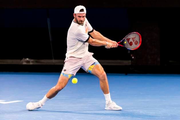 MELBOURNE, VIC - JANUARY 27: Tommy Paul of the United States of America in action during the Semifinals of the 2023 Australian Open on January 27 2023, at Melbourne Park in Melbourne, Australia. (Photo by Jason Heidrich Icon Sportswire) TENNIS: JAN 27 Australian Open Icon230127204