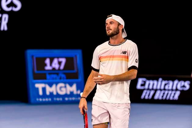 MELBOURNE, VIC - JANUARY 27: Tommy Paul of the United States of America in action during the Semifinals of the 2023 Australian Open on January 27 2023, at Melbourne Park in Melbourne, Australia. (Photo by Jason Heidrich Icon Sportswire) TENNIS: JAN 27 Australian Open Icon230127207