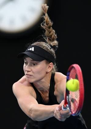 TENNIS AUSTRALIAN OPEN, Elena Rybakina of Kazakhstan returns to Aryna Sabalenka of Belarus during the women?s singles final at the 2023 Australian Open tennis championship at Melbourne Park in Melbourne, Saturday, January 28, 2023. ( NO ARCHIVING, EDITORIAL USE ONLY, NO USE IN BOOKS WITHOUT CONSENT MELBOURNE VICTORIA AUSTRALIA  Copyright: xJAMESxROSSx 20230128001757454733