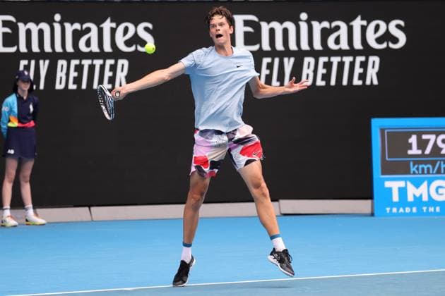 Alexander Blockx of Belgium in action against Learner Tien of USA in the Boys Final match, Day 13 at the Australian Open Tennis 2023 at Rod Laver Arena, Melbourne, Australia on 28 January 2023. Copyright: xPeterxDovganx 34782652