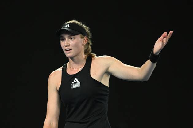 TENNIS AUSTRALIAN OPEN, Elena Rybakina of Kazakhstan reacts during the Women?s Singles Final against Aryna Sabalenka of Russia at the 2023 Australian Open tennis tournament at Melbourne Park in Melbourne, Saturday, January 28, 2023. ( NO ARCHIVING, EDITORIAL USE ONLY, NO USE IN BOOKS WITHOUT CONSENT MELBOURNE VICTORIA AUSTRALIA  Copyright: xJOELxCARRETTx 20230128001757474690