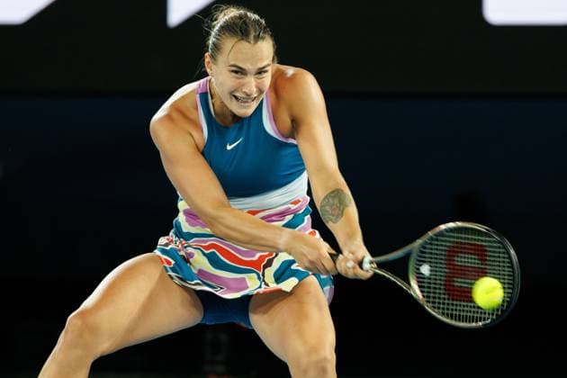 January 28, 2023: 5th seed ARYNA SABALENKA of Belarus in action against 22nd seed ELENA RYBAKINA of Kazakhstan on Rod Laver Arena in a Women s Singles Final match on day 13 of the 2023 Australian Open in Melbourne, Australia. Cal Media USA - ZUMAc04_ 20230128_zaf_c04_033 Copyright: xSydneyxLowx