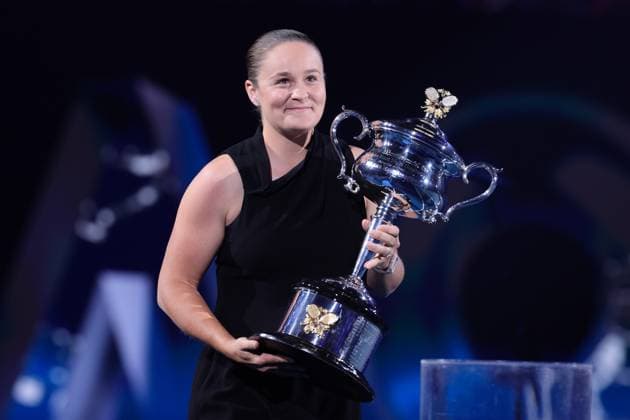2022 Champion Ash Barty arrives with the Daphne Akhurst Memorial Cup in the WomenÕs Singles Final match between Aryna Sabalenka and Elena Rybakina of Kazakistan, Day 13 at the Australian Open Tennis 2023 at Rod Laver Arena, Melbourne, Australia on 28 January 2023. Copyright: xPeterxDovganx 34782721