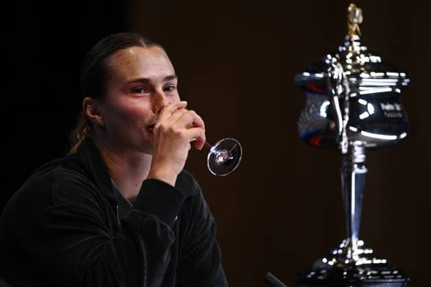 TENNIS AUSTRALIAN OPEN, Aryna Sabalenka of Belarus attends the post match press conference, PK, Pressekonferenz following her win over Elena Rybakina of Kazakhstan in the Women?s Singles Final at the 2023 Australian Open tennis tournament at Melbourne Park in Melbourne, Saturday, January 28, 2023. ( NO ARCHIVING, EDITORIAL USE ONLY, NO USE IN BOOKS WITHOUT CONSENT MELBOURNE VICTORIA AUSTRALIA  Copyright: xJOELxCARRETTx 20230129001757528450
