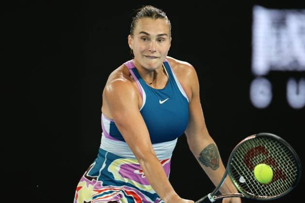Aryna Sabalenka in action against Elena Rybakina of Kazakistan during the Women™s Singles Final match, Day 13 at the Australian Open Tennis 2023 at Rod Laver Arena, Melbourne, Australia on 28 January 2023. Copyright: xPeterxDovganx 34782734