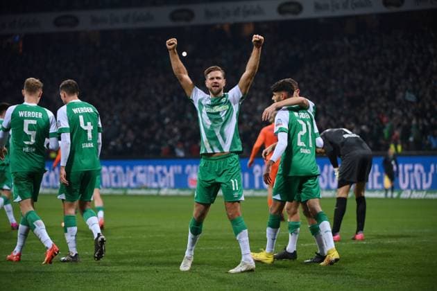 Jubel Niclas Füllkrug (Werder Bremen) nach seinem Tor zum 2:0 28.01.2023, Fussball GER, Saison 2022 2023, 1. Bundesliga, 18. Spieltag, SV Werder Bremen - VfL Wolfsburg Bremen Weserstadion Nordrhein Westfalen Deutschland *** Cheering Niclas Füllkrug Werder Bremen after his goal to 2 0 28 01 2023, Football GER, season 2022 2023, 1 Bundesliga, 18 matchday, SV Werder Bremen VfL Wolfsburg Bremen Weserstadion Nordrhein Westfalen Germany Team2