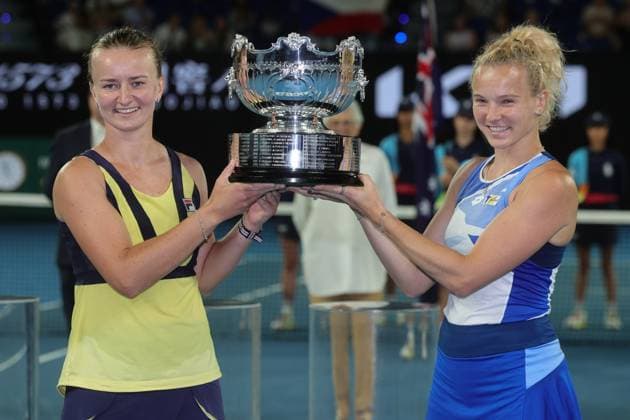 Tennis, Australian Open, Women, Doubles, Final, Barbora Krejcikova and Katerina Siniakova win