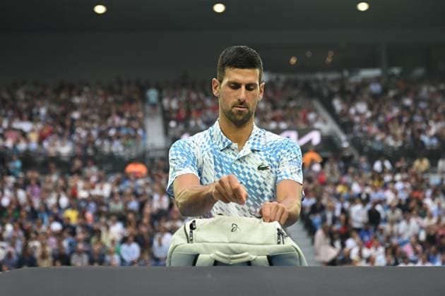 TENNIS AUSTRALIAN OPEN, Novak Djokovic of Serbia walks out on to the court ahead of the Men?s Singles Final against Stefanos Tsitsipas of Greece at the 2023 Australian Open tennis tournament at Melbourne Park in Melbourne, Sunday, January 29, 2023. ( NO ARCHIVING, EDITORIAL USE ONLY, NO USE IN BOOKS WITHOUT CONSENT MELBOURNE VICTORIA AUSTRALIA  Copyright: xLUKASxCOCHx 20230129001757873690