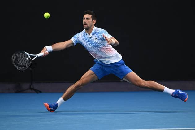 TENNIS AUSTRALIAN OPEN, Novak Djokovic of Serbia in action during the Men?s Singles Final against Stefanos Tsitsipas of Greece at the 2023 Australian Open tennis tournament at Melbourne Park in Melbourne, Sunday, January 29, 2023. ( NO ARCHIVING, EDITORIAL USE ONLY, NO USE IN BOOKS WITHOUT CONSENT MELBOURNE VICTORIA AUSTRALIA  Copyright: xJOELxCARRETTx 20230129001757875081