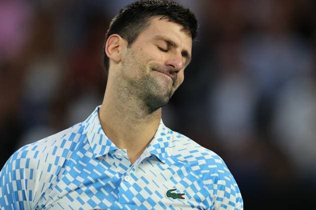 Novak Djokovic of Serbia reacts against Stefanos Tsitsipas of Greece during the MenÕs Final match, Day 14 at the Australian Open Tennis 2023 at Rod Laver Arena, Melbourne, Australia on 29 January 2023. Copyright: xPeterxDovganx 34782839
