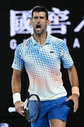 TENNIS AUSTRALIAN OPEN, Novak Djokovic of Serbia reacts during the Men?s Singles Final against Stefanos Tsitsipas of Greece at the 2023 Australian Open tennis tournament at Melbourne Park in Melbourne, Sunday, January 29, 2023. ( NO ARCHIVING, EDITORIAL USE ONLY, NO USE IN BOOKS WITHOUT CONSENT MELBOURNE VICTORIA AUSTRALIA  Copyright: xJOELxCARRETTx 20230129001757896433