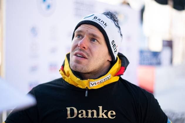 Christopher Grotheer (Deutschland) beim Interview, CH, BMW IBSF Skeleton Weltmeisterschaft Olympia Bob Run Sankt Moritz, Mixed Team Wettkampf, 29.01.2023, Saison 2022 2023 CH, BMW IBSF Skeleton Weltmeisterschaft Olympia Bob Run Sankt Moritz, Mixed Team Wettkampf, 29.01.2023, Saison 2022 2023 St. Moritz *** Christopher Grotheer Germany during interview, CH, BMW IBSF Skeleton World Championship Olympic Bob Run Sankt Moritz, Mixed Team Competition, 29 01 2023, Season 2022 2023 CH, BMW IBSF Skeleton World Championship Olympic Bob Run Sankt Moritz, Mixed Team Competition, 29 01 2023, Season 2022 2023 St Moritz Copyright: xEibner Memmlerx EP_MMR