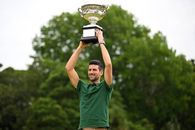 TENNIS AUSTRALIAN OPEN MENS SINGLES WINNER, Novak Djokovic of Serbia poses for a photograph with the Norman Brooks Challenge Cup following his win in the men?s singles final in the 2023 Australian Open tennis tournament, at Government House in Melbourne, Monday, January 30, 2023. ( NO ARCHIVING, EDITORIAL USE ONLY, NO USE IN BOOKS WITHOUT CONSENT MELBOURNE VICTORIA AUSTRALIA  Copyright: xJAMESxROSSx 20230130001758158405