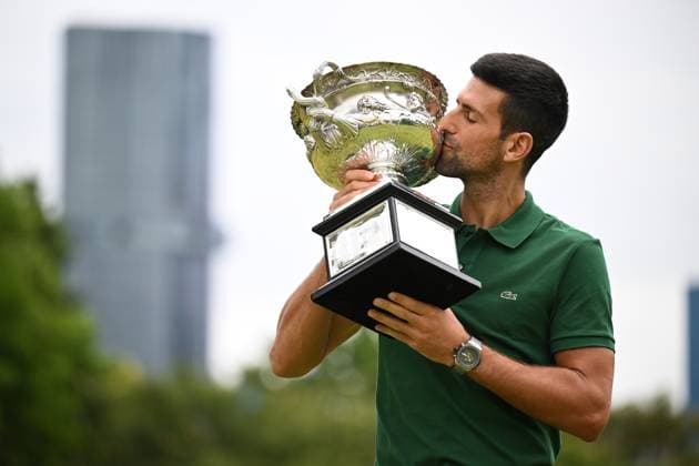 TENNIS AUSTRALIAN OPEN MENS SINGLES WINNER, Novak Djokovic of Serbia poses for a photograph with the Norman Brooks Challenge Cup following his win in the men?s singles final in the 2023 Australian Open tennis tournament, at Government House in Melbourne, Monday, January 30, 2023. ( NO ARCHIVING, EDITORIAL USE ONLY, NO USE IN BOOKS WITHOUT CONSENT MELBOURNE VICTORIA AUSTRALIA  Copyright: xJAMESxROSSx 20230130001758159369