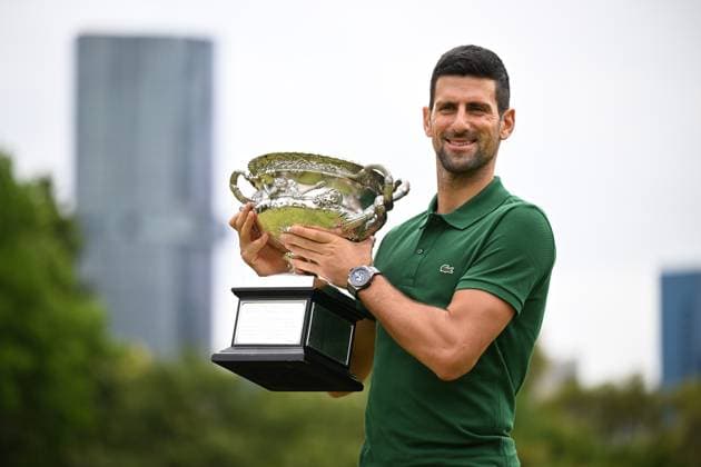 TENNIS AUSTRALIAN OPEN MENS SINGLES WINNER, Novak Djokovic of Serbia poses for a photograph with the Norman Brooks Challenge Cup following his win in the men?s singles final in the 2023 Australian Open tennis tournament, at Government House in Melbourne, Monday, January 30, 2023. ( NO ARCHIVING, EDITORIAL USE ONLY, NO USE IN BOOKS WITHOUT CONSENT MELBOURNE VICTORIA AUSTRALIA  Copyright: xJAMESxROSSx 20230130001758159509