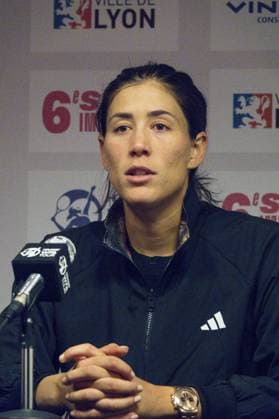 Garbine Muguruza (ESP) en confÃ rence de presse apres sa dÃ faite - Open 6eme sens Immobilier MÃ tropole de Lyon 2023, tournoi de tennis fÃ minin WTA, Tennis Damen 250 de Caroline Garcia, Lyon 30 01 2022 TENNIS : Open 6eme Sens Immobilier Lyon Metropole - 30 01 2023 SandrineThesillat Panoramic 