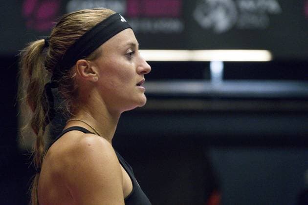 La joueuse de tennis Kristina Mladenovic (FRA) lors de l Open 6eme sens Immobilier MÃ tropole de Lyon 2023, tournoi de tennis fÃ minin WTA, Tennis Damen 250 de Caroline Garcia, Lyon 30 01 2022 - TENNIS : Open 6eme Sens Immobilier Lyon Metropole - 30 01 2023 SandrineThesillat Panoramic 