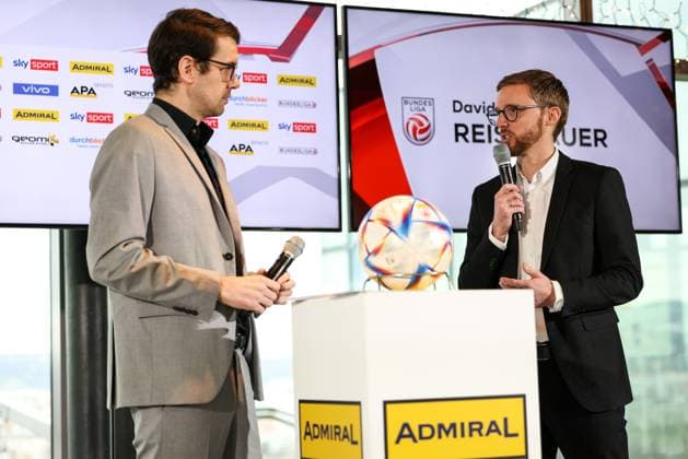 SOCCER - BL, press conference, PK, Pressekonferenz VIENNA,AUSTRIA,31.JAN.23 - SOCCER - ADMIRAL Bundesliga, spring season kickoff, press conference. Image shows Mathias Slezak and David Reisenauer (Bundesliga).  GEPAxpictures xArminxRauthner