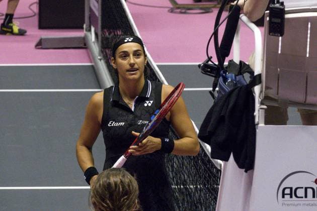 La joueuse de tennis Caroline Garcia (FRA) gagne son 1er match face Ã Tereza Martincova, tcheque, le 2eme jour de son tournoi l Open 6eme sens Immobilier MÃ tropole de Lyon 2023, tournoi de tennis fÃ minin WTA, Tennis Damen 250, Lyon 31 01 2022 - TENNIS : Open 6eme Sens Immobilier Lyon Metropole - 31 01 2023 SandrineThesillat Panoramic 