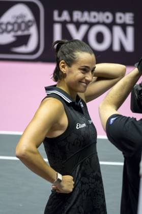 La joueuse de tennis Caroline Garcia (FRA) gagne son 1er match face Ã Tereza Martincova, tcheque, le 2eme jour de son tournoi l Open 6eme sens Immobilier MÃ tropole de Lyon 2023, tournoi de tennis fÃ minin WTA, Tennis Damen 250, Lyon 31 01 2022 - TENNIS : Open 6eme Sens Immobilier Lyon Metropole - 31 01 2023 SandrineThesillat Panoramic 